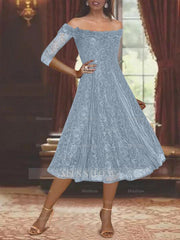 Off-the-shoulder A-Line Princess Dresses for Mothers of the Bride & Groom with Half Sleeves and Lace