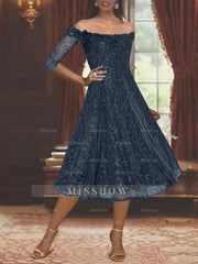 Off-the-shoulder A-Line Princess Dresses for Mothers of the Bride & Groom with Half Sleeves and Lace