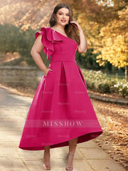 One-Shoulder Asymmetrical A-Line Princess Dress for the Mother of the Bride Sleeveless with Ruffles