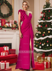 One-Shoulder Column Gown for the Mother of the Bride with Side Slit