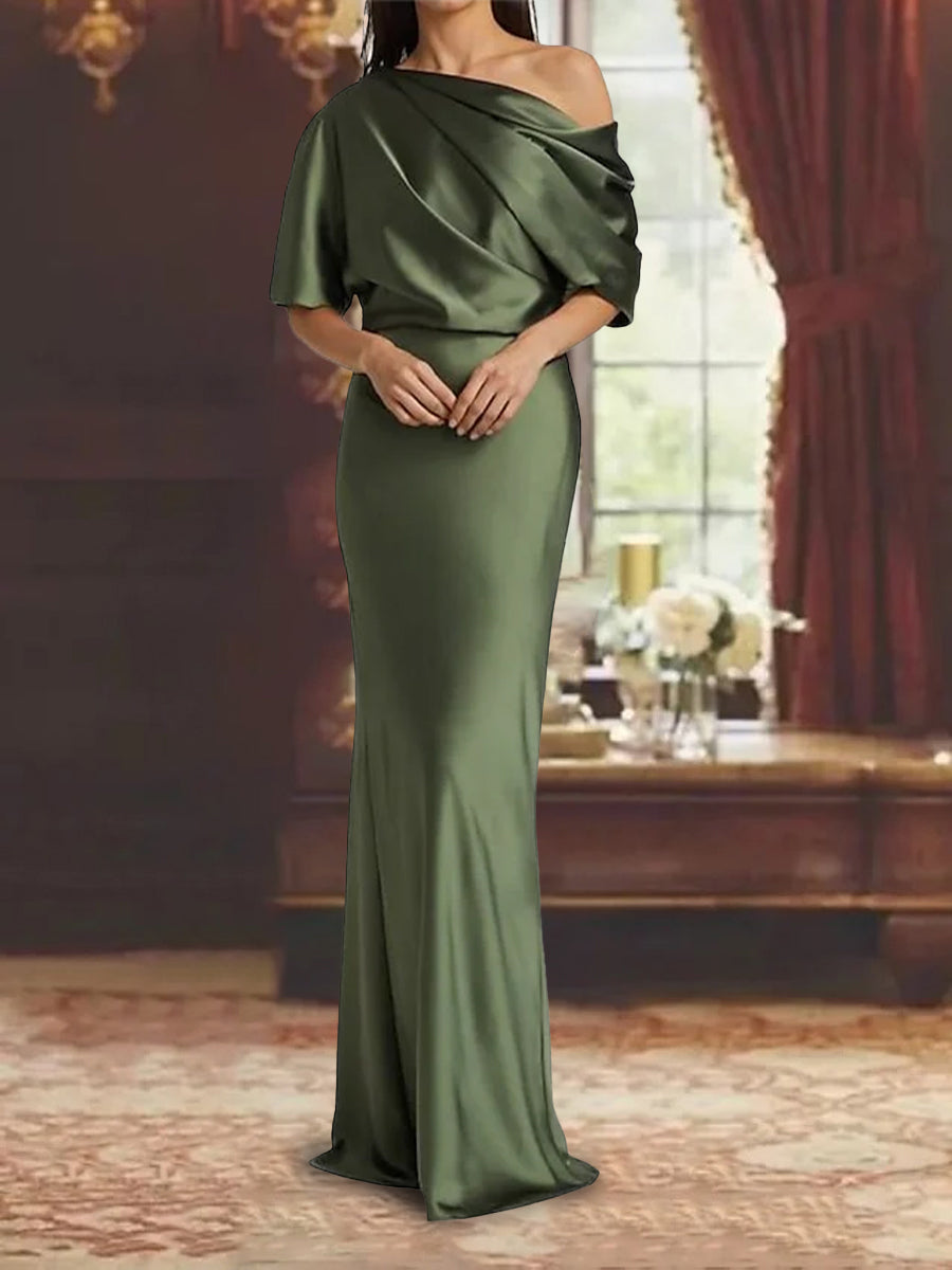 One-Shoulder Column Gown for the Mother of the Bride