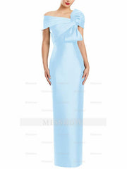 One-Shoulder Floor-Length Mother of the Bride Gown with Bow in Sheath/Column Style