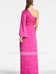 One-Shoulder Floor-Length Sheath/Column Gown for the Mother of the Bride