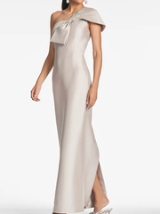 One-Shoulder Floor-Length Sheath/Column Mother of the Bride Dress