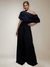 One Shoulder Floor-Length Short Sleeves Wide-Leg Mother of the Bride Jumpsuits