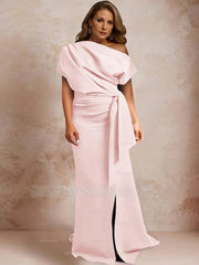 One-Shoulder Mermaid Trumpet Gown with Ruffles and Side Split for Plus-Size Mothers of the Bride