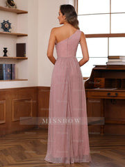 One-Shoulder Ruffled Floor-Length A-Line Mother of the Bride Dress