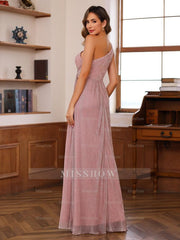 One-Shoulder Ruffled Floor-Length A-Line Mother of the Bride Dress