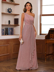 One-Shoulder Ruffled Floor-Length A-Line Mother of the Bride Dress
