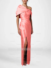 One-Shoulder Ruffled Floor-Length Gown for the Mother of the Bride