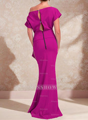 One-Shoulder Ruffled Floor-Length Trumpet Gown for the Mother of the Bride