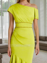 One-Shoulder Ruffled Trumpet/Mermaid Dress for Mothers of the Bride & Groom