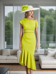 One-Shoulder Ruffled Trumpet/Mermaid Dress for Mothers of the Bride & Groom