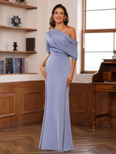 One-Shoulder Silk Satin Gown with Ruffles for the Mother of the Bride