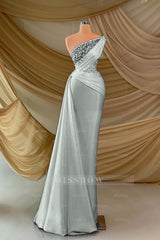 One Shoulder Sleeveless Long Formal Dress With Appliques Ruffles