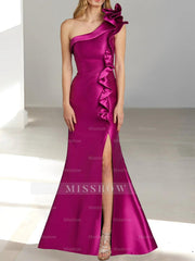 One-Shoulder Sleeveless Mermaid/Trumpet Mother Of The Bride Dress with Side Split