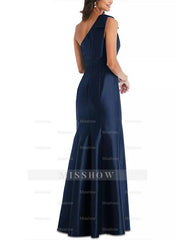 One-Shoulder Sleeveless Satin Mother of the Bride Dress with Bowknot Sheath/Column