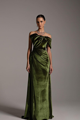 One Shoulder Strapless Sleeveless Long Mermaid Formal Dress With Pleated