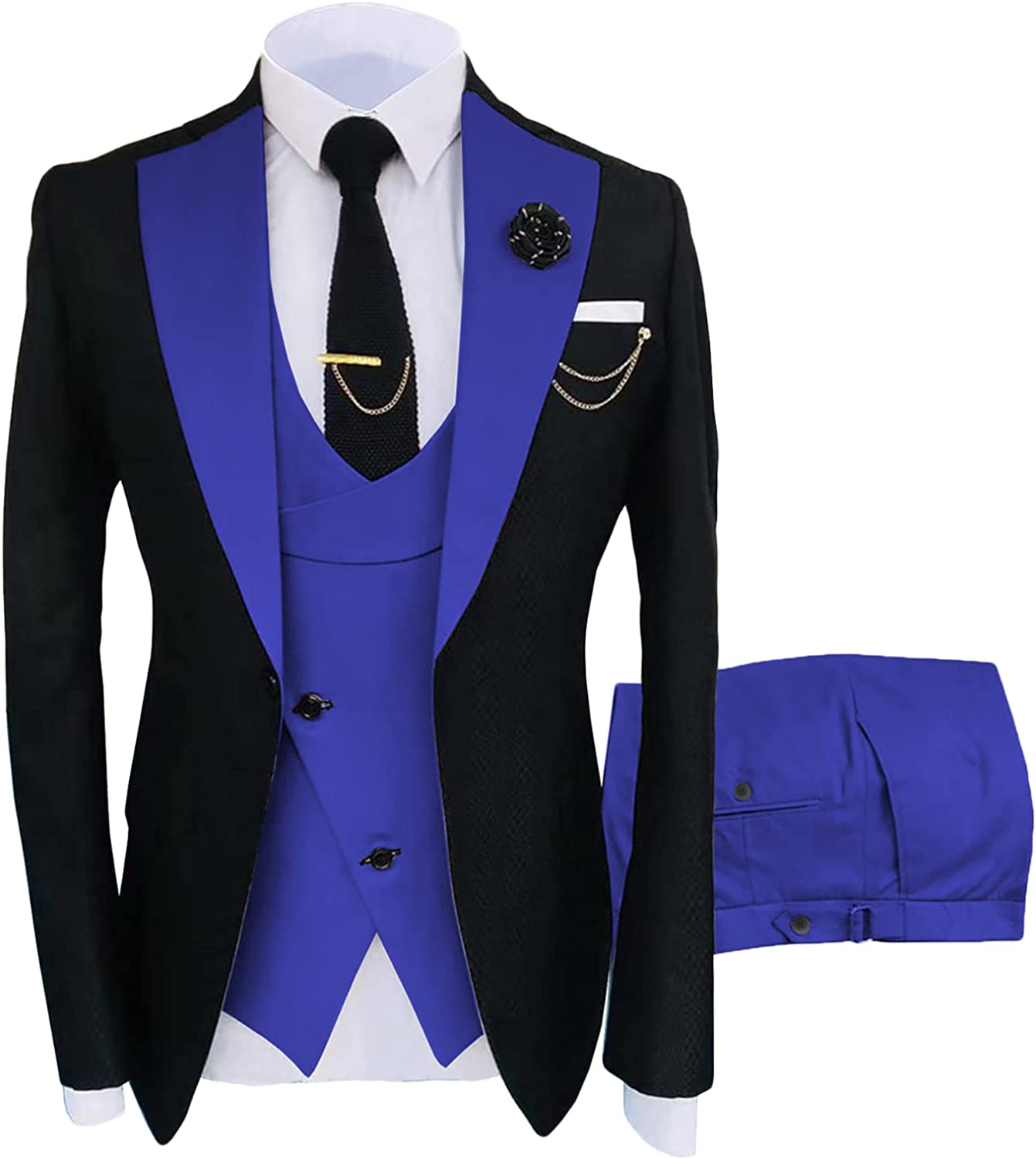 Opulent Black Shawl Lapel Three Piece Prom Attire for Men