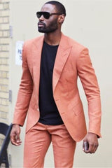 Peach Close Fit Peak Lapel Custom Men’s Prom Suits