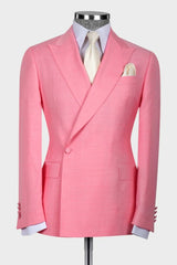 Pink Peaked Lapel Wedding Suit For Men
