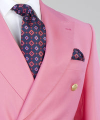 Pink Trendy Double Breasted Peak Lapel Men’s Suits