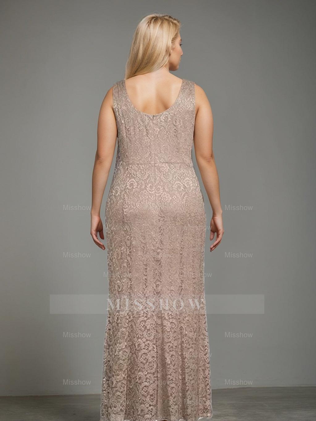 Plus Size 2-Piece Mother of the Bride Dress Set with Square Neck and Floor-Length Sheath