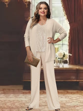 Plus Size Chiffon Pantsuits with Jacket for the Mother of the Bride