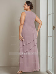 Plus Size Floor-Length Sleeveless A-Line Mother of the Bride Dress with Beading