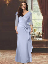 Plus Size Floor-Length V-Neck Sheath Mother of the Bride Dress with Ruffles and Appliques