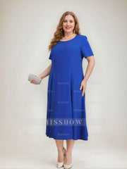 Plus Size Mother of the Bride A-Line/Princess Tea-Length Dress with 3/4 Sleeves Appliques & Jacket