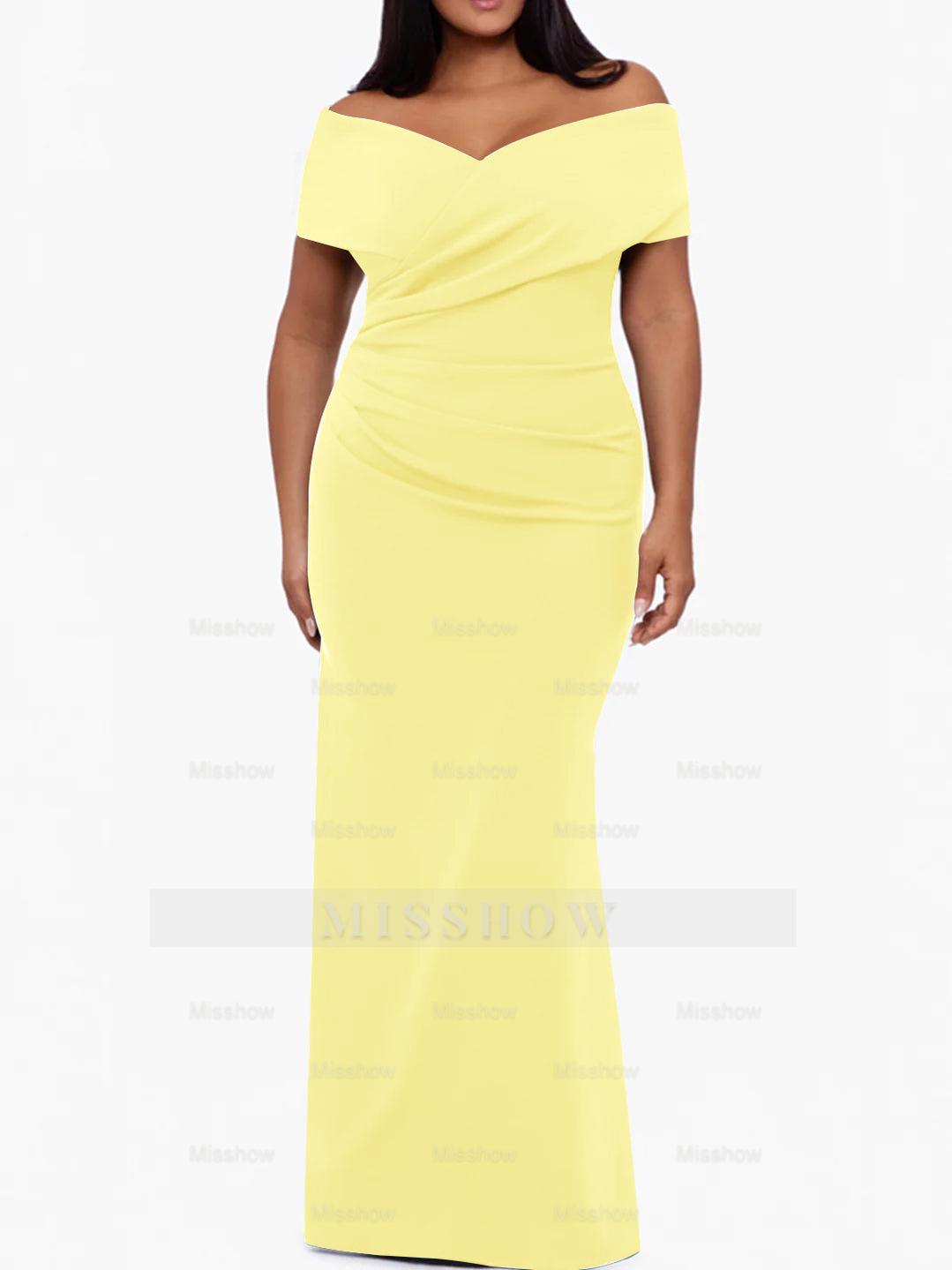 Plus Size Off-the-Shoulder Mermaid Trumpet Sleeveless Mother Of The Bride Floor-Length Dress