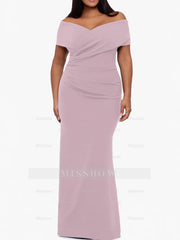 Plus Size Off-the-Shoulder Mermaid Trumpet Sleeveless Mother Of The Bride Floor-Length Dress