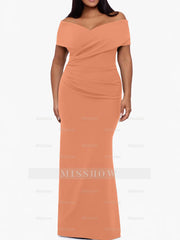 Plus Size Off-the-Shoulder Mermaid Trumpet Sleeveless Mother Of The Bride Floor-Length Dress