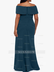 Plus Size Off-the-Shoulder Mermaid Trumpet Sleeveless Mother Of The Bride Floor-Length Dress