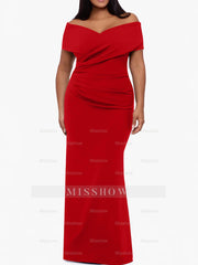 Plus Size Off-the-Shoulder Mermaid Trumpet Sleeveless Mother Of The Bride Floor-Length Dress