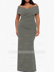 Plus Size Off-the-Shoulder Mermaid Trumpet Sleeveless Mother Of The Bride Floor-Length Dress