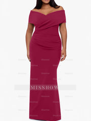 Plus Size Off-the-Shoulder Mermaid Trumpet Sleeveless Mother Of The Bride Floor-Length Dress