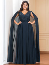 Plus Size Sleeveless V-Neck A-Line Princess Mother of the Bride Dress with Floor-Length Sequins & Watteau Train
