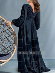 Plus Size V-Neck A-Line Princess Gown for the Mother of the Bride with Ruched Detail