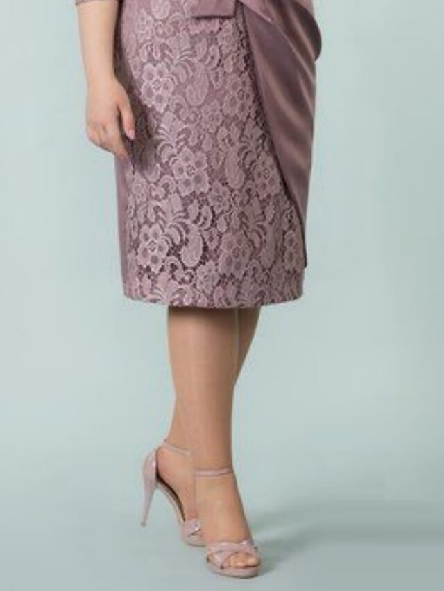 Sheath Column Square Neck Tea Length Mother Of The Bride Dresses
