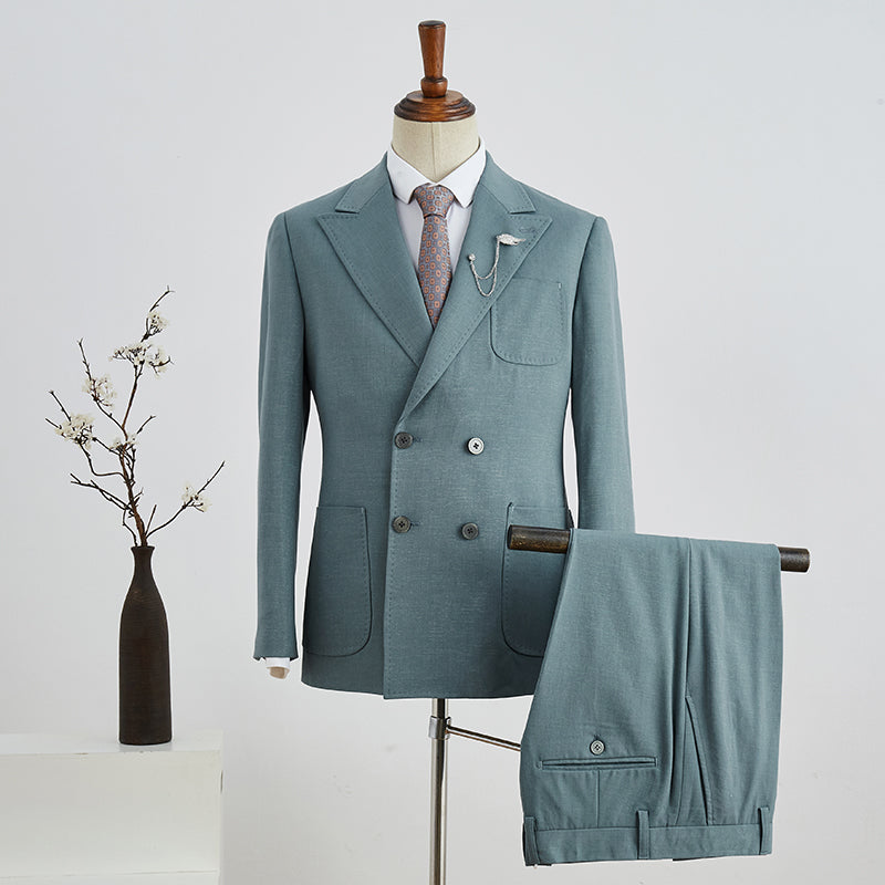 Popular Peak Lapel Double Breasted Men’s Business Suit