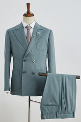 Popular Peak Lapel Double Breasted Men’s Business Suit