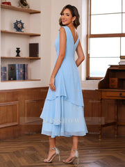Princess A-Line 2-Piece Tea-Length Mother of the Bride Dress with Scoop Neck Ruffles & Jacket