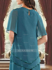 Princess A-Line Floor-Length Mother of the Bride Dress with Jewel Neck Short Sleeves Pleats & Beading