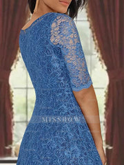 Princess A-Line Tea-Length Mother of the Bride Dress with Scoop Neck Half Sleeves Appliques and Jacket