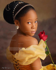 Princess Off The Shoulder Yellow Girl Pageant Lace Flower Girls Dresses for Wedding