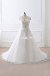 Princess V-Neck Tulle New Arrival Wedding Dress With Lace