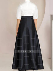 Princess/A-Line Floor-Length 2-Piece Mother of the Bride Dresses with Bowknot and Shirt Collar Short Sleeves