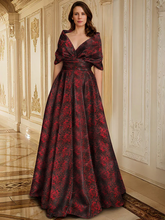 Printed Floral V-Neck A-Line Floor-Length Dress for Mother of the Bride & Groom